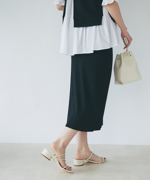 un dix cors(アンディコール)の「スッキリ見えする リブスリットスカート(スカート・レディース・ブラック/ベージュ・FREE)」の3枚目の写真