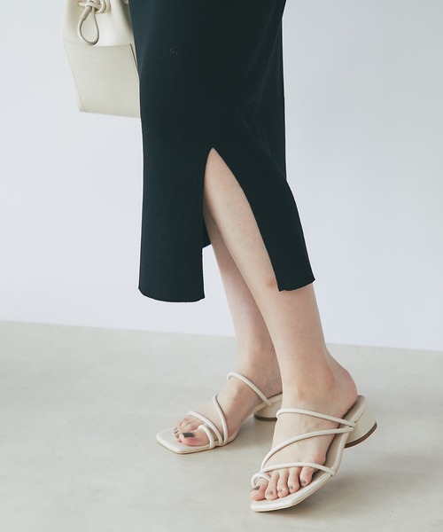 un dix cors(アンディコール)の「スッキリ見えする リブスリットスカート(スカート・レディース・ブラック/ベージュ・FREE)」の7枚目の写真