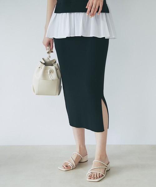 un dix cors(アンディコール)の「スッキリ見えする リブスリットスカート(スカート・レディース・ブラック/ベージュ・FREE)」の14枚目の写真