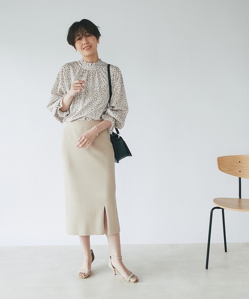 un dix cors(アンディコール)の「スッキリ見えする リブスリットスカート(スカート・レディース・ブラック/ベージュ・FREE)」の8枚目の写真