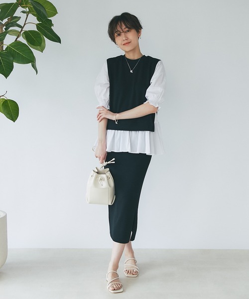 un dix cors(アンディコール)の「スッキリ見えする リブスリットスカート(スカート・レディース・ブラック/ベージュ・FREE)」の22枚目の写真