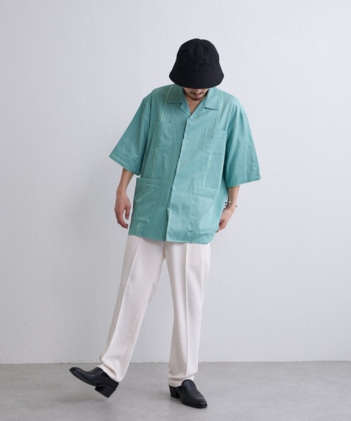 Lui's（ルイス）の「【SILLIS / シリス】パイピングサテンシャツ（シャツ/ブラウス・メンズ・エメラルド/ダークグレー・44/46）」の13枚目の写真