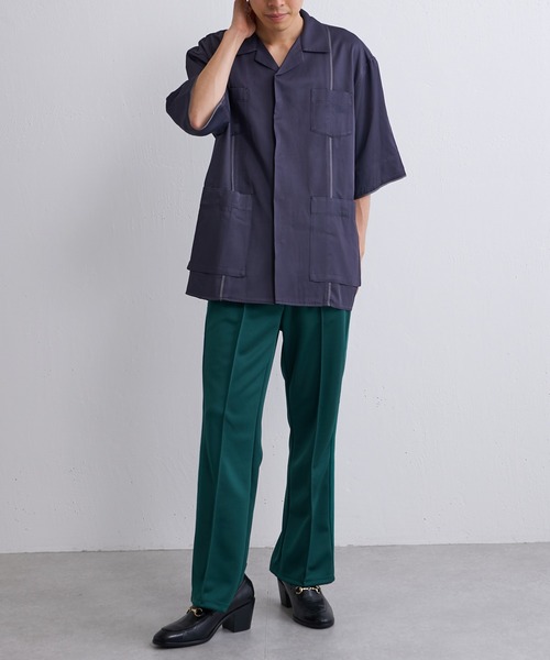 Lui's（ルイス）の「【SILLIS / シリス】パイピングサテンシャツ（シャツ/ブラウス・メンズ・エメラルド/ダークグレー・44/46）」の5枚目の写真