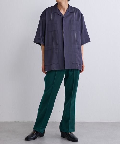 Lui's（ルイス）の「【SILLIS / シリス】パイピングサテンシャツ（シャツ/ブラウス・メンズ・エメラルド/ダークグレー・44/46）」の6枚目の写真