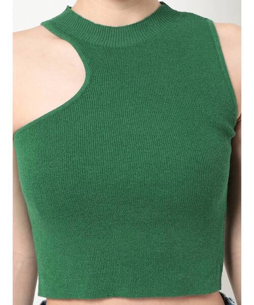 GYDA(ジェイダ)の「アシメデザイン ノースリニットトップス(ニット/セーター・レディース・ブラック/オフホワイト/グリーン・FREE)」の11枚目の写真