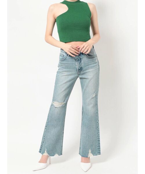 GYDA(ジェイダ)の「アシメデザイン ノースリニットトップス(ニット/セーター・レディース・ブラック/オフホワイト/グリーン・FREE)」の4枚目の写真