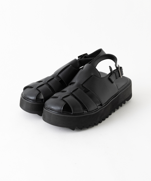 ABAHOUSE（アバハウス）の「シャークソールサンダル /ワンストラップ/バックルベルトボリュームソール/レザーグルカサンダル（サンダル・メンズ・ブラック・M/L/LL）」の11枚目の写真