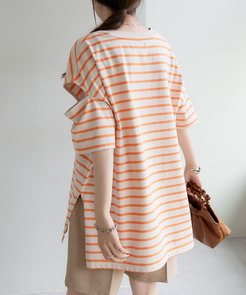 DISCOAT（ディスコート）の「【ZOZO限定】ボーダー袖スリットプルオーバー（Tシャツ/カットソー・レディース・ブラック/グリーン系その他/ネイビー/ピンク系その他/レッド/オレンジ・FREE）」の19枚目の写真