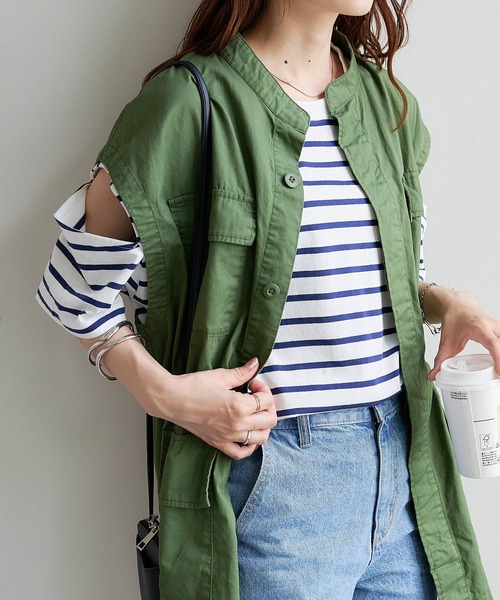 DISCOAT（ディスコート）の「【ZOZO限定】ボーダー袖スリットプルオーバー（Tシャツ/カットソー・レディース・ブラック/グリーン系その他/ネイビー/ピンク系その他/レッド/オレンジ・FREE）」の22枚目の写真