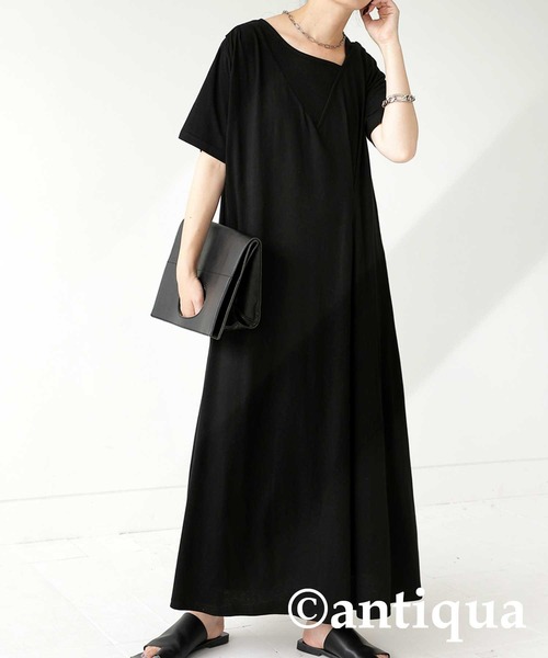 綿100 のナチュラル印象 リブデザインワンピース ワンピース Antiqua アンティカ のファッション通販 Zozotown