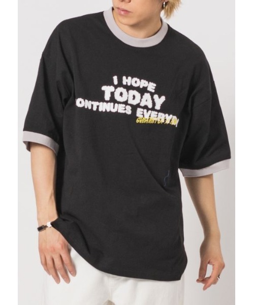 RE730(アールイーセブンサーティー)の「RE730 リンガーデザイン半袖Tシャツ(Tシャツ/カットソー・メンズ・ブラック/ベージュ/オフホワイト・MEDIUM/LARGE/X-LARGE)」の1枚目の写真