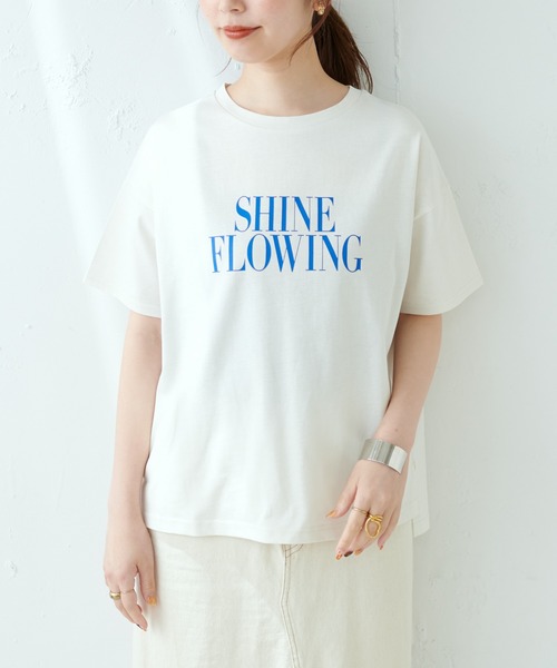 natural couture（ナチュラルクチュール）の「真夏でも安心して着られる◎汗染み防止加工ロゴT（Tシャツ/カットソー・レディース・オフホワイト/ブルー/スミクロ・FREE）」の19枚目の写真