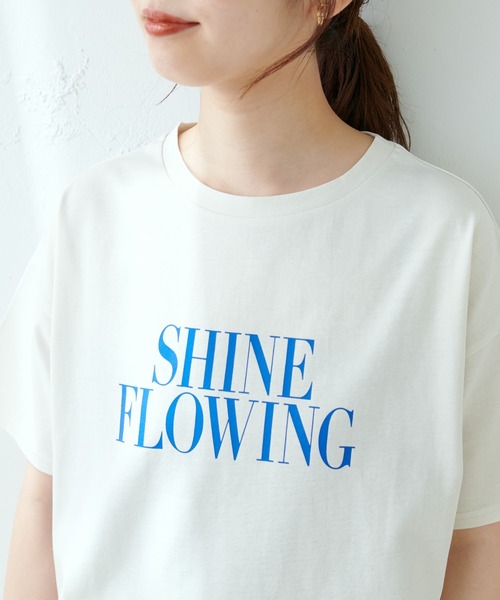 natural couture（ナチュラルクチュール）の「真夏でも安心して着られる◎汗染み防止加工ロゴT（Tシャツ/カットソー・レディース・オフホワイト/ブルー/スミクロ・FREE）」の22枚目の写真