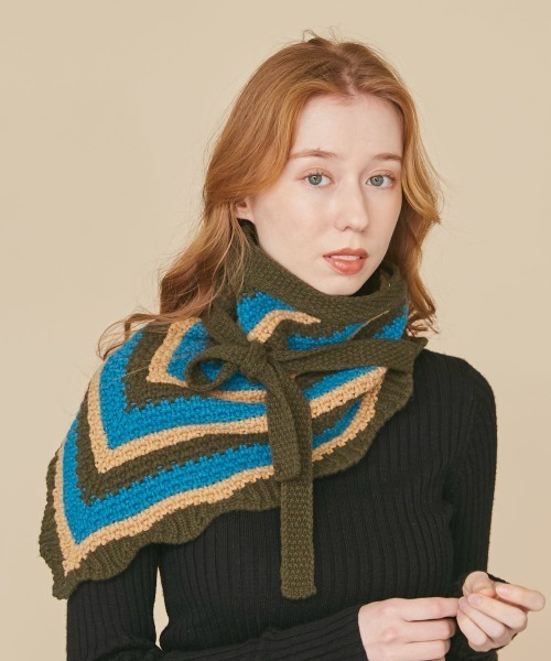 kaorinomori（カオリノモリ）の「kaorinomori ジルスカーフ（バンダナ/スカーフ・レディース・ブラウン/ブルー・ONE SIZE）」の9枚目の写真