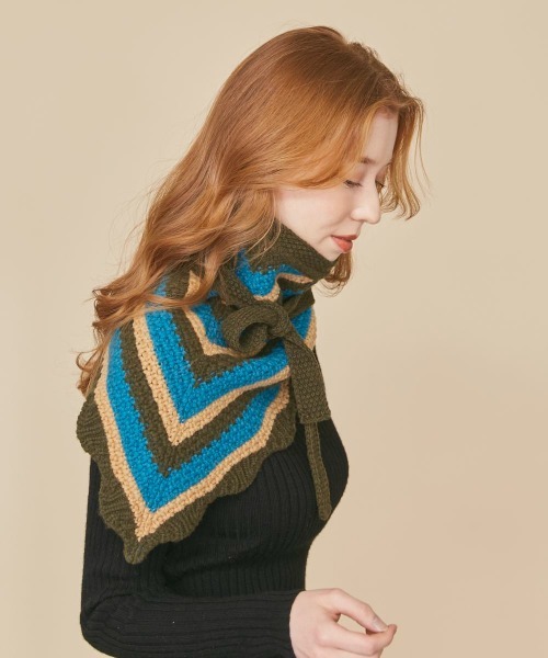 kaorinomori（カオリノモリ）の「kaorinomori ジルスカーフ（バンダナ/スカーフ・レディース・ブラウン/ブルー・ONE SIZE）」の12枚目の写真