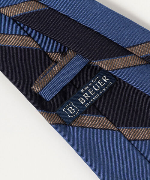 BREUER（ブリューワー）の「BREUER / シルクコットン ストライプ ネクタイ（ネクタイ・メンズ・ネイビー/インディゴブルー・ONE SIZE）」の8枚目の写真