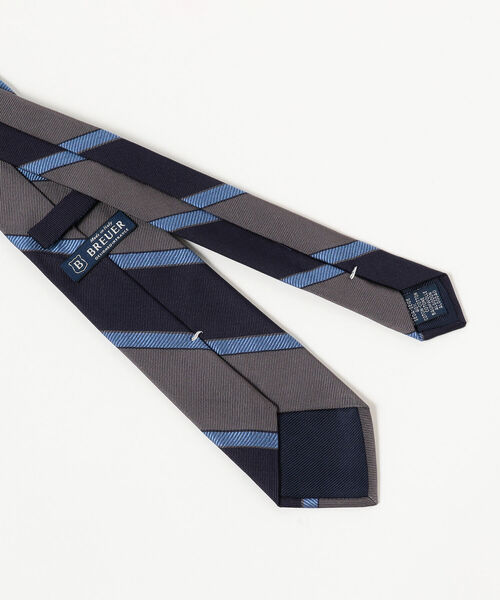 BREUER（ブリューワー）の「BREUER / シルクコットン ストライプ ネクタイ（ネクタイ・メンズ・ネイビー/インディゴブルー・ONE SIZE）」の6枚目の写真