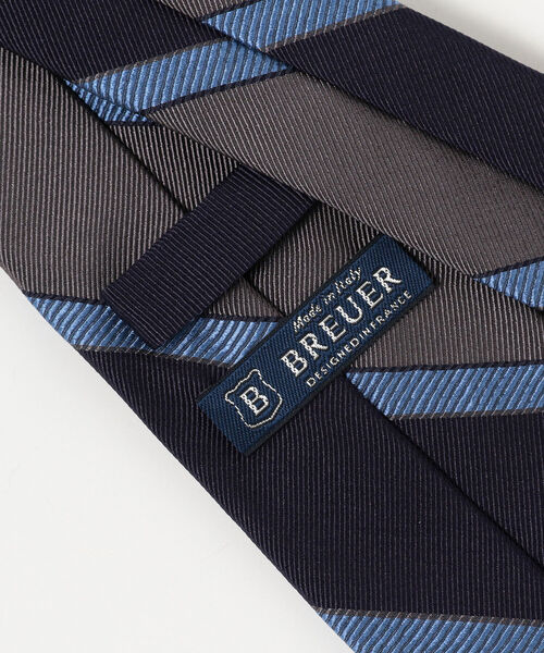 BREUER（ブリューワー）の「BREUER / シルクコットン ストライプ ネクタイ（ネクタイ・メンズ・ネイビー/インディゴブルー・ONE SIZE）」の5枚目の写真