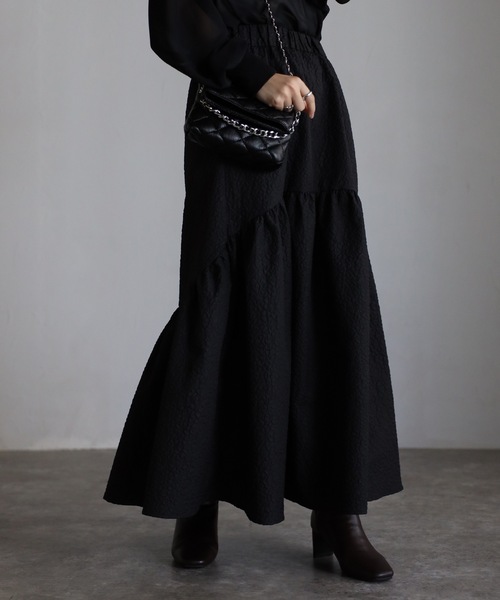 sakishimatokyo（サキシマトーキョー）の「ジャガードティアードスカート（スカート・レディース・ブラック/アイボリー/グリーン/ライトグリーン/ライトブルー・FREE）」の9枚目の写真