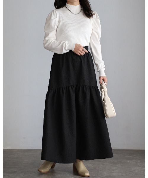 sakishimatokyo（サキシマトーキョー）の「ジャガードティアードスカート（スカート・レディース・ブラック/アイボリー/グリーン/ライトグリーン/ライトブルー・FREE）」の13枚目の写真