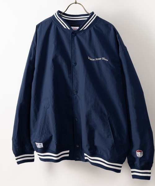 VISION STREET WEAR(ヴィジョンストリートウェア)の「【VISION STREET WEAR/ヴィジョンストリートウェア】サガラワッペンナイロンスタジャン/リブライン/バックデザイン/ビッグシルエット(スタジャン・メンズ・ブラック/ネイビー/グリーン・M/L/XL)」の12枚目の写真