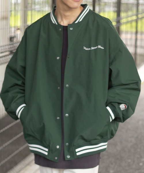 VISION STREET WEAR(ヴィジョンストリートウェア)の「【VISION STREET WEAR/ヴィジョンストリートウェア】サガラワッペンナイロンスタジャン/リブライン/バックデザイン/ビッグシルエット(スタジャン・メンズ・ブラック/ネイビー/グリーン・M/L/XL)」の13枚目の写真