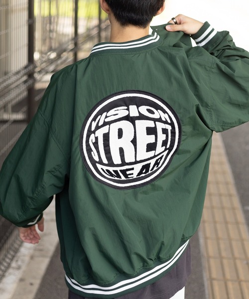 VISION STREET WEAR(ヴィジョンストリートウェア)の「【VISION STREET WEAR/ヴィジョンストリートウェア】サガラワッペンナイロンスタジャン/リブライン/バックデザイン/ビッグシルエット(スタジャン・メンズ・ブラック/ネイビー/グリーン・M/L/XL)」の15枚目の写真