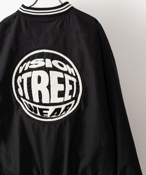VISION STREET WEAR(ヴィジョンストリートウェア)の「【VISION STREET WEAR/ヴィジョンストリートウェア】サガラワッペンナイロンスタジャン/リブライン/バックデザイン/ビッグシルエット(スタジャン・メンズ・ブラック/ネイビー/グリーン・M/L/XL)」の5枚目の写真