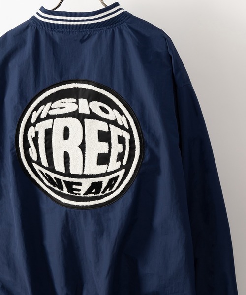 VISION STREET WEAR(ヴィジョンストリートウェア)の「【VISION STREET WEAR/ヴィジョンストリートウェア】サガラワッペンナイロンスタジャン/リブライン/バックデザイン/ビッグシルエット(スタジャン・メンズ・ブラック/ネイビー/グリーン・M/L/XL)」の11枚目の写真
