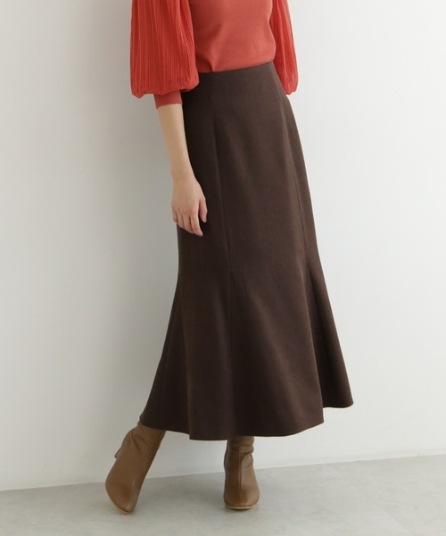 NATURAL BEAUTY BASIC（ナチュラルビューティーベーシック）の「ツイルマーメイドスカート（スカート・レディース・グレイッシュベージュ/ブラウン/ピンク・SMALL/MEDIUM）」の2枚目の写真