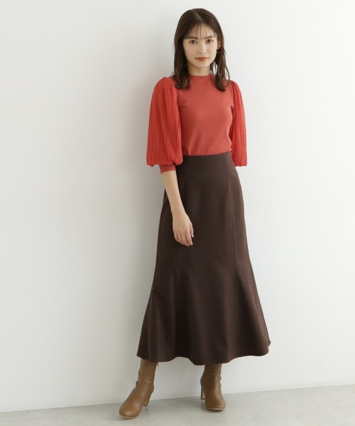 NATURAL BEAUTY BASIC（ナチュラルビューティーベーシック）の「ツイルマーメイドスカート（スカート・レディース・グレイッシュベージュ/ブラウン/ピンク・SMALL/MEDIUM）」の9枚目の写真