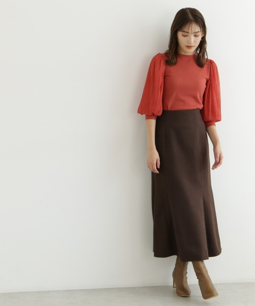 NATURAL BEAUTY BASIC（ナチュラルビューティーベーシック）の「ツイルマーメイドスカート（スカート・レディース・グレイッシュベージュ/ブラウン/ピンク・SMALL/MEDIUM）」の11枚目の写真