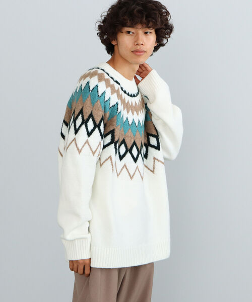 【美品】BEAMS ニット　アズテック柄 Mサイズ 85150035647_D_6.jpg