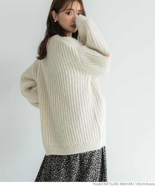 coca（coca）（コカ）の「ふわふわローゲージカーディガン（カーディガン/ボレロ・レディース・オレンジ/アイボリー・ONE SIZE）」の5枚目の写真