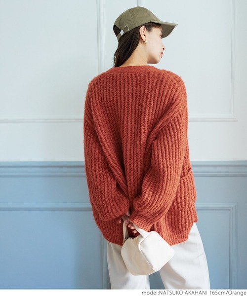 coca（coca）（コカ）の「ふわふわローゲージカーディガン（カーディガン/ボレロ・レディース・オレンジ/アイボリー・ONE SIZE）」の10枚目の写真