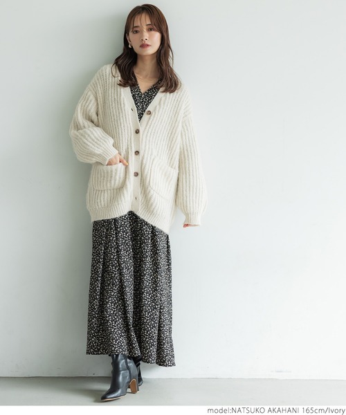 coca（coca）（コカ）の「ふわふわローゲージカーディガン（カーディガン/ボレロ・レディース・オレンジ/アイボリー・ONE SIZE）」の4枚目の写真