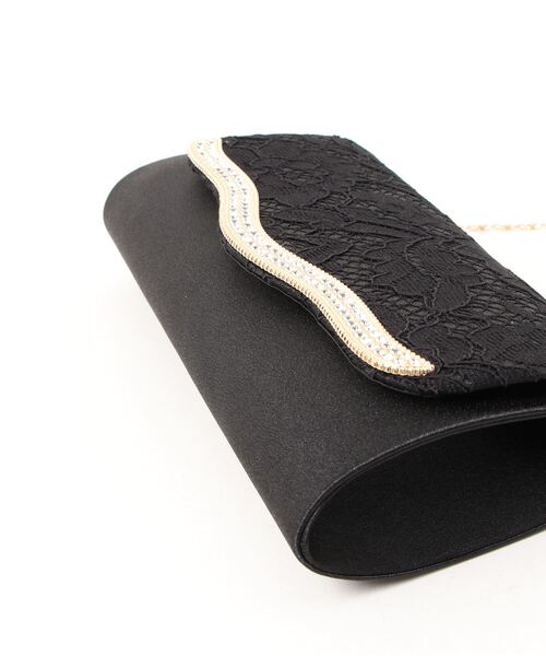 Kana（カナ）の「ウェーブ ラインストーン スクエア 3way 結婚式 お呼ばれ パーティーバッグ（ハンドバッグ・レディース・シルバー/ベージュ/ブラック・フリー）」の5枚目の写真