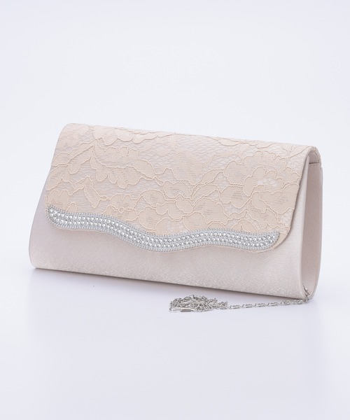 Kana（カナ）の「ウェーブ ラインストーン スクエア 3way 結婚式 お呼ばれ パーティーバッグ（ハンドバッグ・レディース・シルバー/ベージュ/ブラック・フリー）」の15枚目の写真