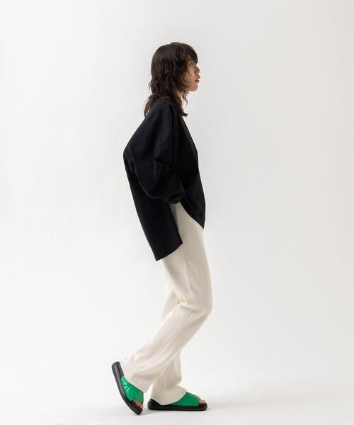 CITEN（シテン）の「＜CITEN＞ヘリンボン セミフレア パンツ（スウェットパンツ・レディース・ダークグレー/オフホワイト・FREE）」の5枚目の写真