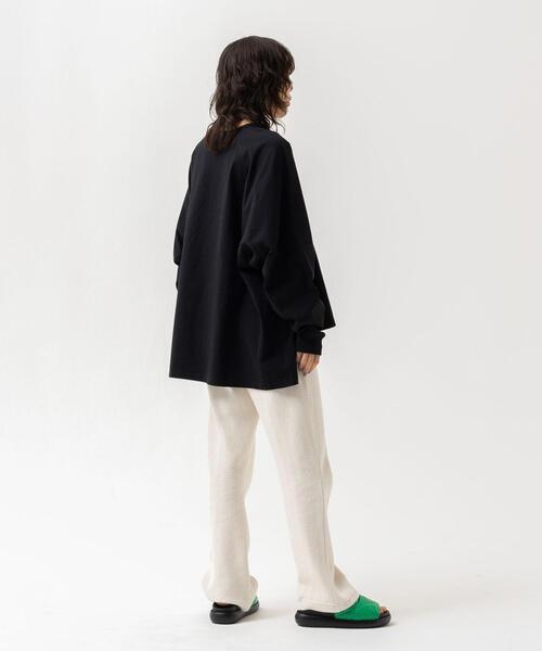 CITEN（シテン）の「＜CITEN＞ヘリンボン セミフレア パンツ（スウェットパンツ・レディース・ダークグレー/オフホワイト・FREE）」の6枚目の写真