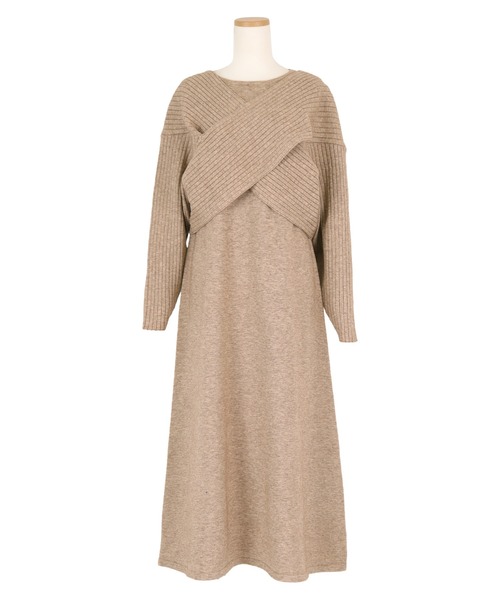 titivate（ティティベイト）の「ﾃﾞｻﾞｲﾝﾆｯﾄﾚｲﾔｰﾄﾞﾜﾝﾋﾟｰｽ（ワンピース・レディース・ダークブラウン/ライトグリーン/グレイッシュベージュ/チャコール・S/M/L）」の21枚目の写真