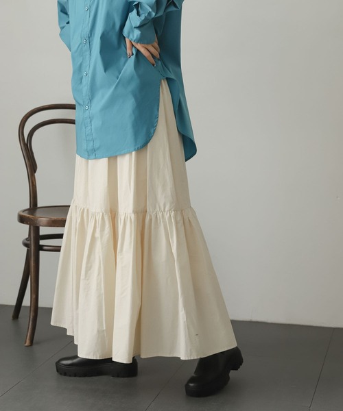 SENSE OF PLACE by URBAN RESEARCH（センスオブプレイスバイアーバンリサーチ）の「ギャザーティアードスカート（スカート・レディース・パープル/アイボリー/マスタード/ブラック・ONE）」の2枚目の写真