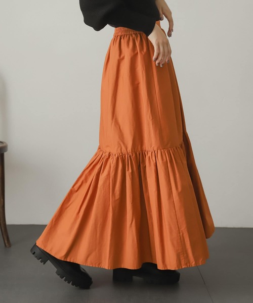 SENSE OF PLACE by URBAN RESEARCH（センスオブプレイスバイアーバンリサーチ）の「ギャザーティアードスカート（スカート・レディース・パープル/アイボリー/マスタード/ブラック・ONE）」の4枚目の写真