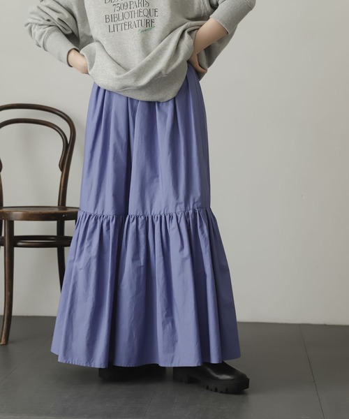 SENSE OF PLACE by URBAN RESEARCH（センスオブプレイスバイアーバンリサーチ）の「ギャザーティアードスカート（スカート・レディース・パープル/アイボリー/マスタード/ブラック・ONE）」の10枚目の写真
