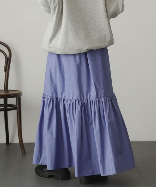 SENSE OF PLACE by URBAN RESEARCH（センスオブプレイスバイアーバンリサーチ）の「ギャザーティアードスカート（スカート・レディース・パープル/アイボリー/マスタード/ブラック・ONE）」の12枚目の写真