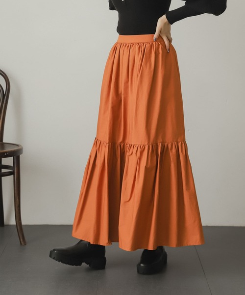 SENSE OF PLACE by URBAN RESEARCH（センスオブプレイスバイアーバンリサーチ）の「ギャザーティアードスカート（スカート・レディース・パープル/アイボリー/マスタード/ブラック・ONE）」の16枚目の写真