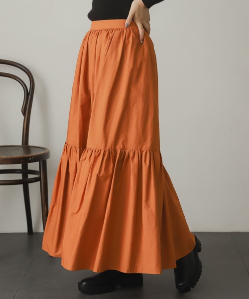 SENSE OF PLACE by URBAN RESEARCH（センスオブプレイスバイアーバンリサーチ）の「ギャザーティアードスカート（スカート・レディース・パープル/アイボリー/マスタード/ブラック・ONE）」の17枚目の写真