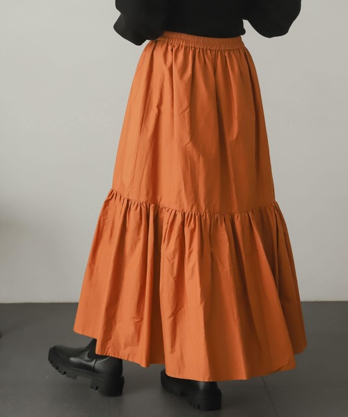 SENSE OF PLACE by URBAN RESEARCH（センスオブプレイスバイアーバンリサーチ）の「ギャザーティアードスカート（スカート・レディース・パープル/アイボリー/マスタード/ブラック・ONE）」の18枚目の写真