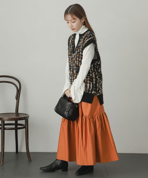 SENSE OF PLACE by URBAN RESEARCH（センスオブプレイスバイアーバンリサーチ）の「ギャザーティアードスカート（スカート・レディース・パープル/アイボリー/マスタード/ブラック・ONE）」の20枚目の写真