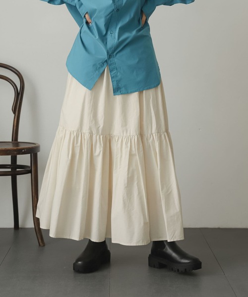 SENSE OF PLACE by URBAN RESEARCH（センスオブプレイスバイアーバンリサーチ）の「ギャザーティアードスカート（スカート・レディース・パープル/アイボリー/マスタード/ブラック・ONE）」の21枚目の写真